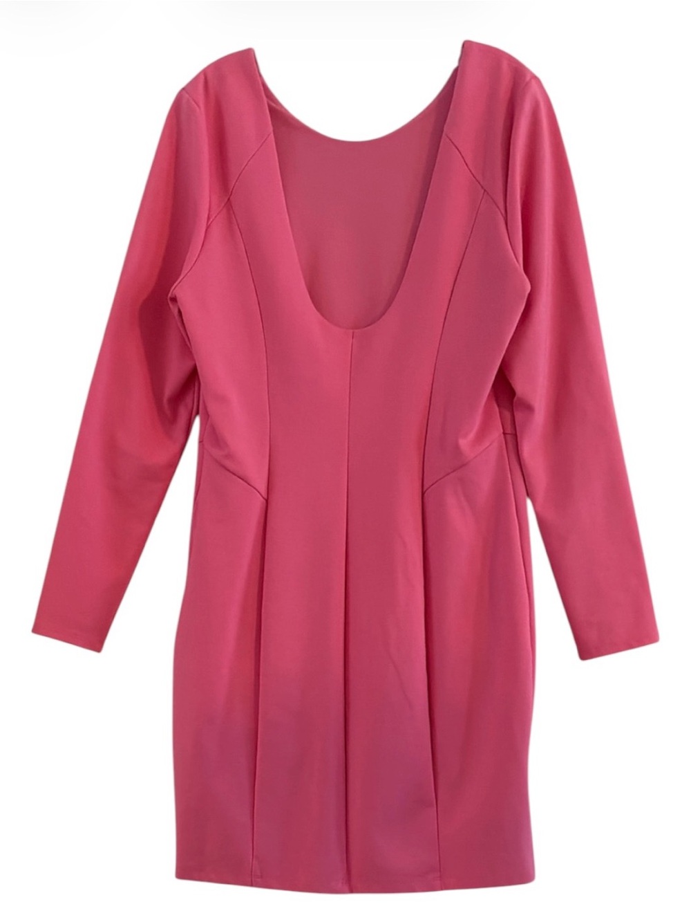 Jennifer Lopez Collection Pink Scoop Back Long Sleeve Dress Size L NWOT